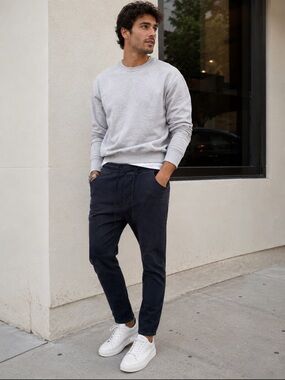 Zara Man Dark Gray Drawstring Denim Pants XL Jogger Stretch Casual